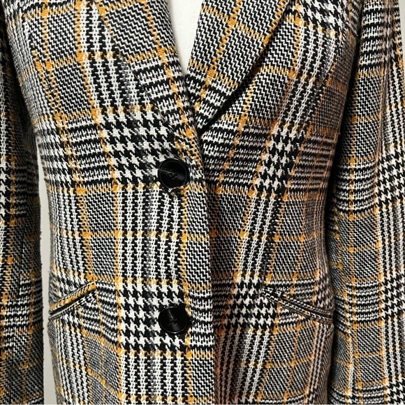 Vero Moda Cindy Notch Lapel Plaid 3/4 Length Wool Jacket - Picture 5 of 13